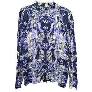 Chico's Boho Paisley Mock Neck Long Sleeve Lightweight Sweater Size 3 (XL)